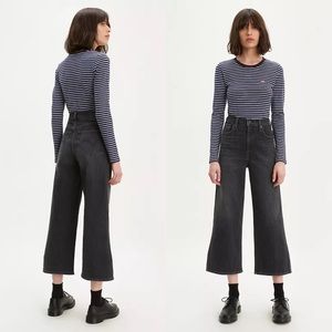 Levi's Mile High Cropped Wide Leg Jeans Grey Denim 28X25